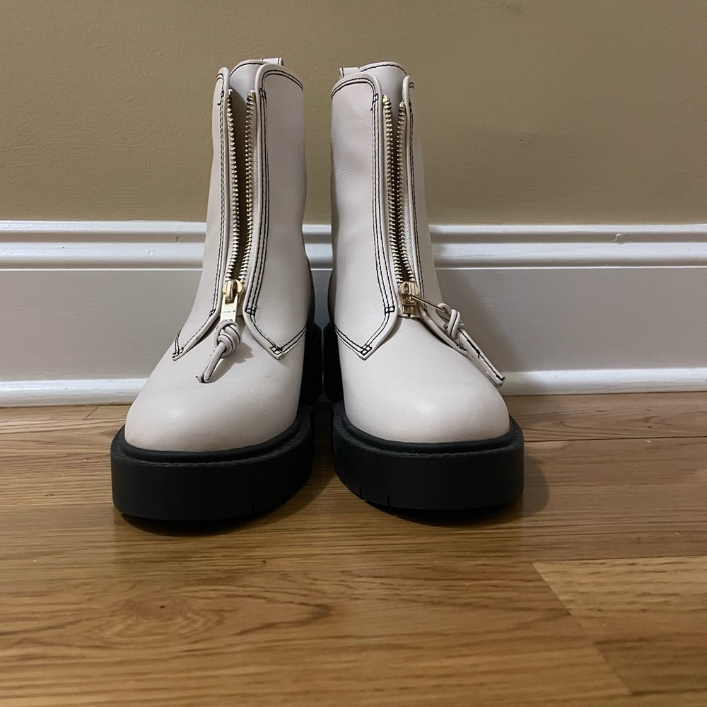 Coach White Ankle Boots with Black Soles - Picture 2 of 7